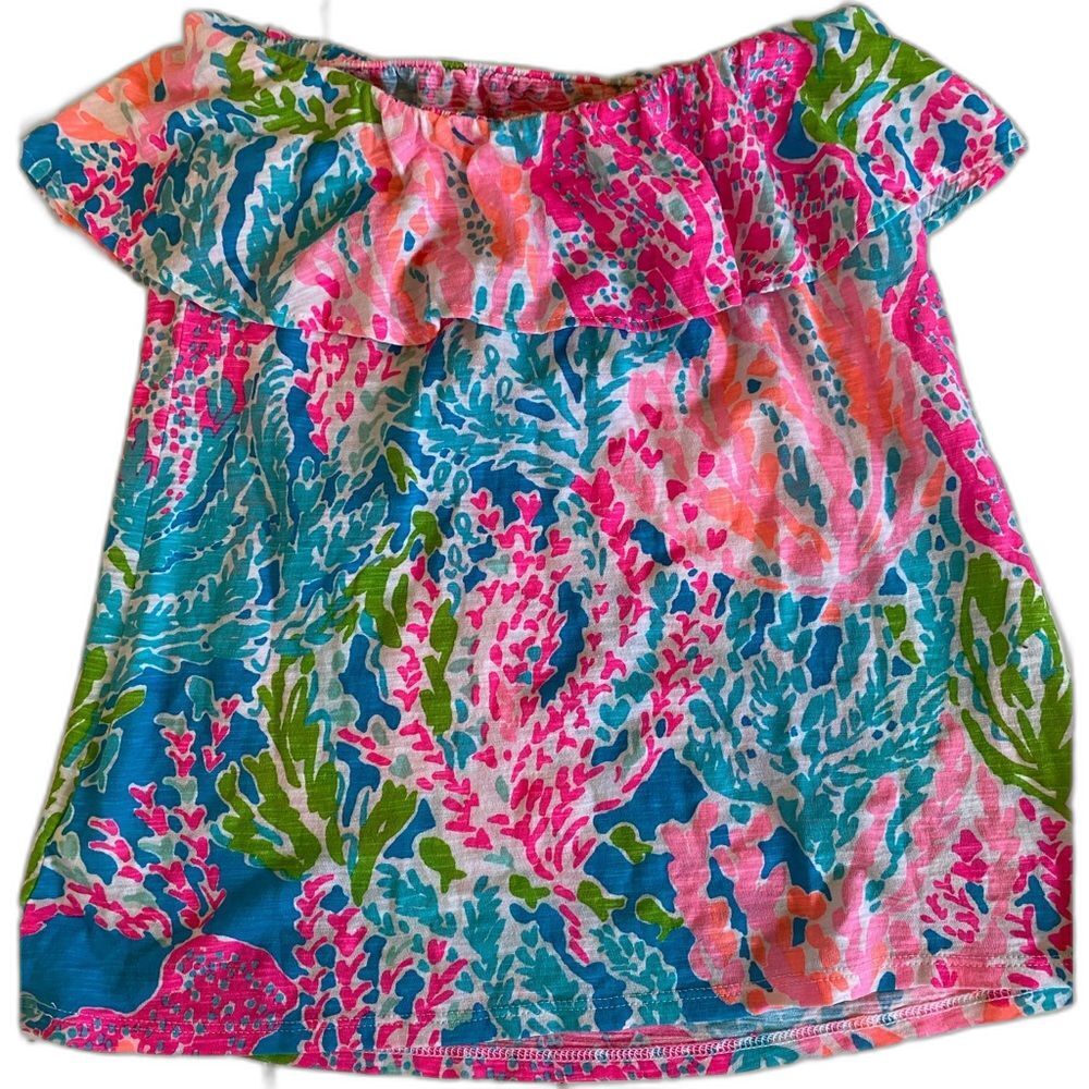 Lilly Pulitzer Bright Coral Strapless top size Xs